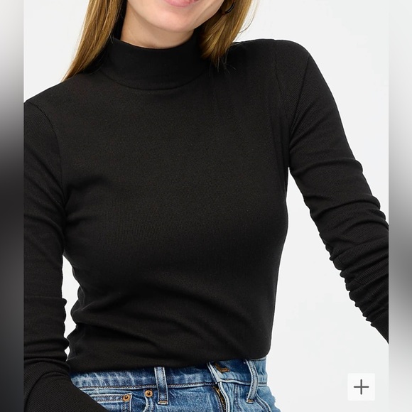 NWT J. Crew Ribbed Knitted Mock Top Black - Picture 2 of 6